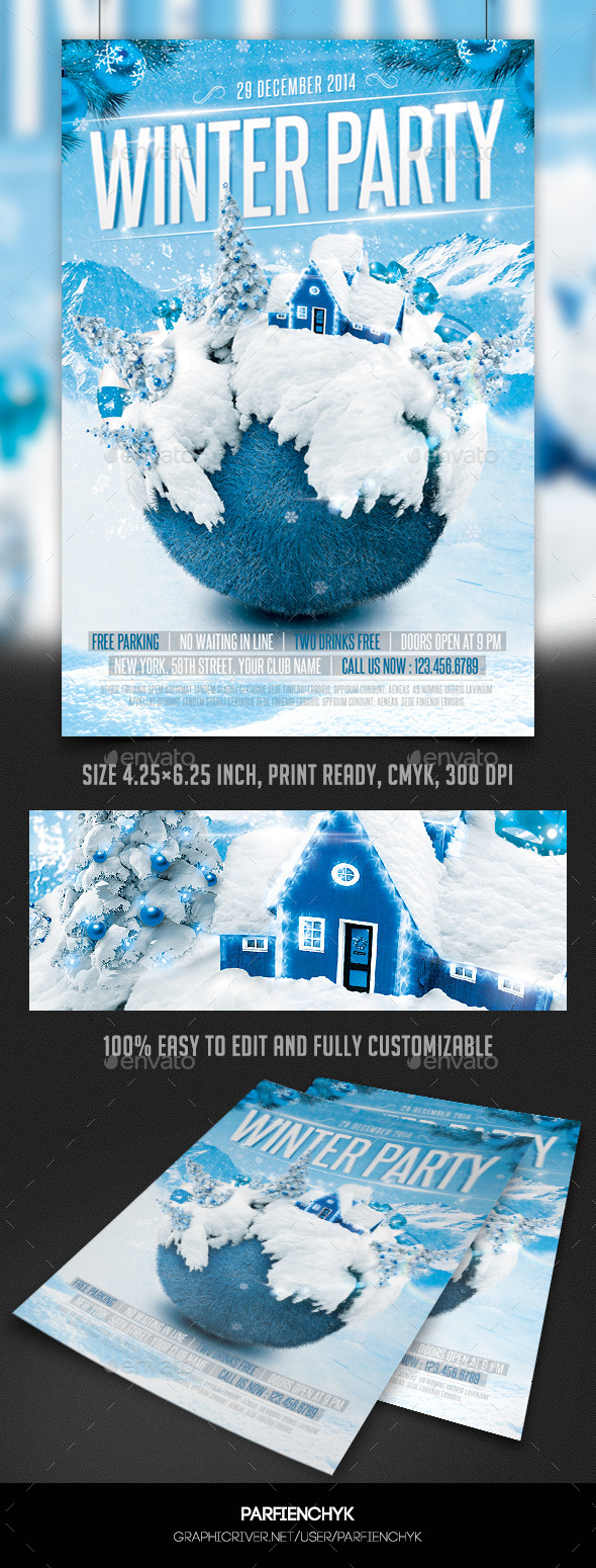 Winter Party Flyer Template - Events Flyers