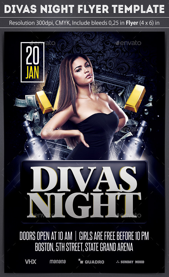 Divas Night Flyer - Clubs & Parties Events