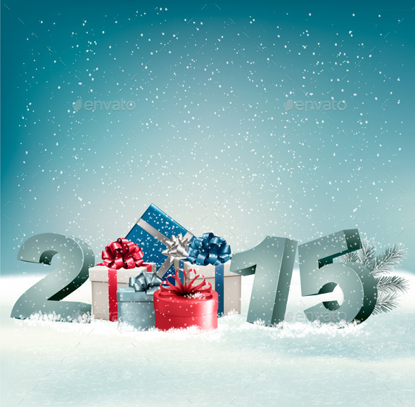 Holiday Background with Presents and 2015 - New Year Seasons/Holidays