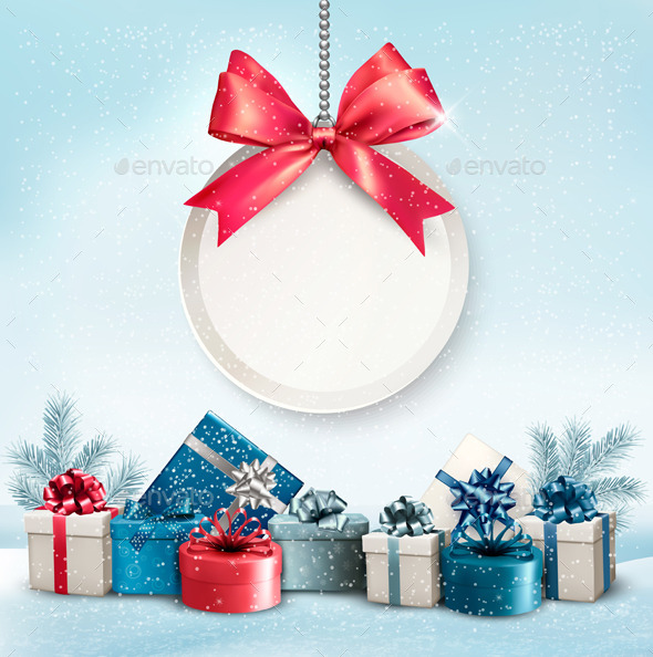 Christmas Presents with a Label and a Ribbon - Christmas Seasons/Holidays