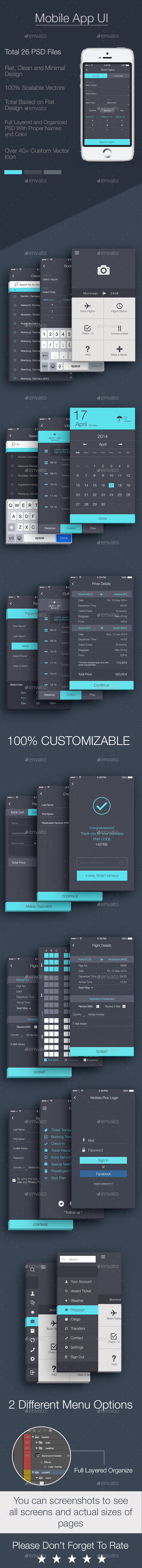 Airlines Mobile App UI - User Interfaces Web Elements