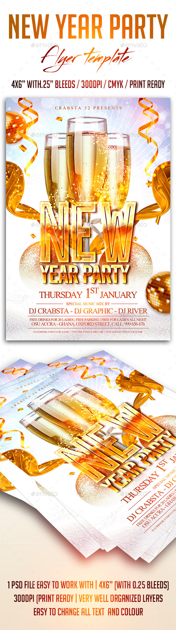 New Year Party Flyer Template - Flyers Print Templates