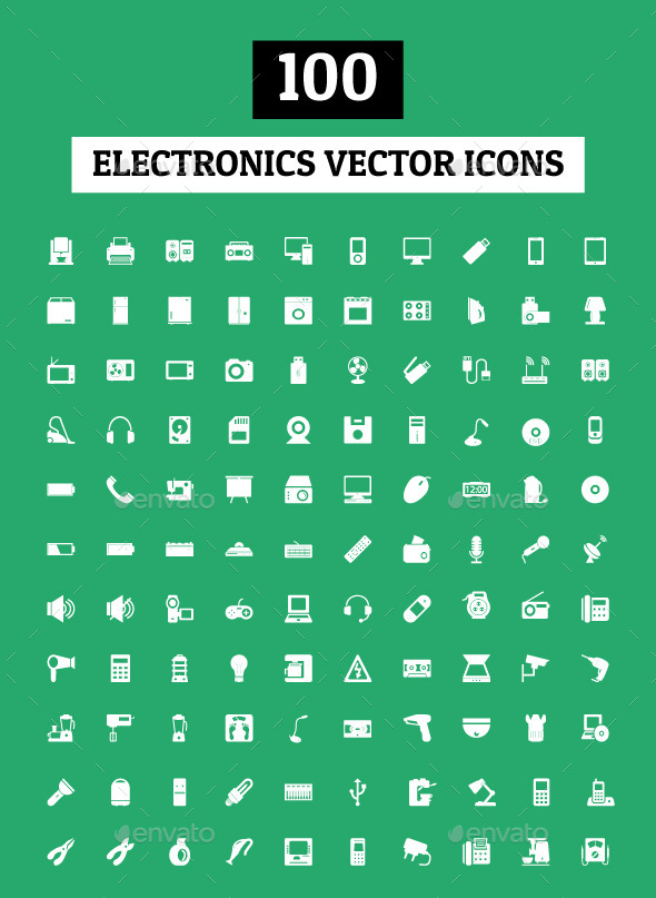 100 Electronics Vector Icons - Objects Icons