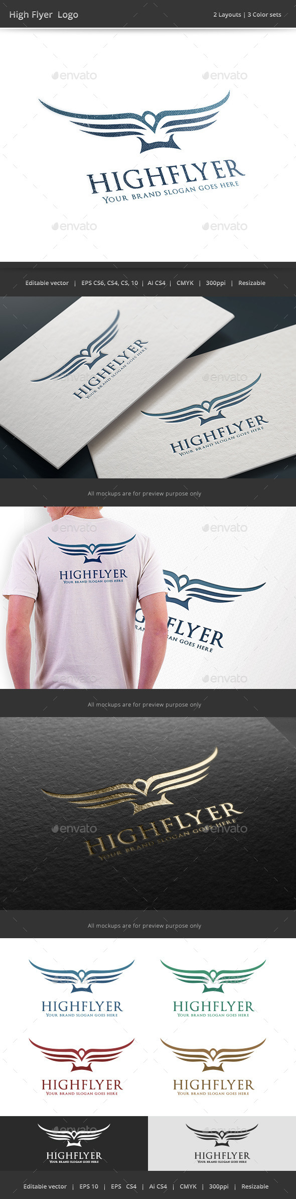 High Flyer Bird Logo - Vector Abstract