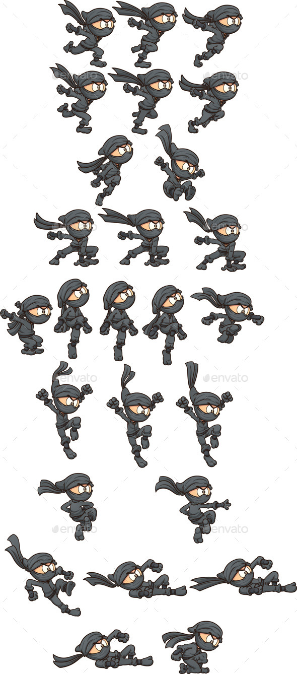  Ninja  Sprites  by memoangeles GraphicRiver