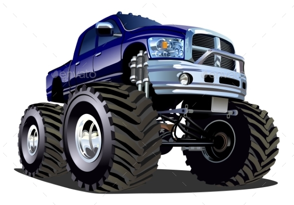 Cartoon Monster Truck - Man-made Objects Objects