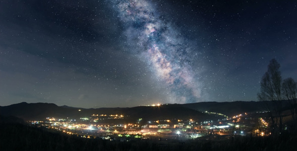 Milky Way Over Mountain Town