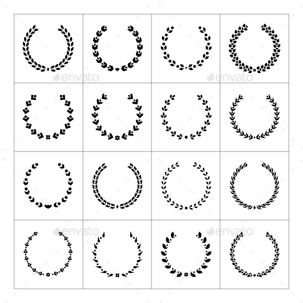 Set Icons of Laurel Wreath and Modern Frames - Abstract Icons