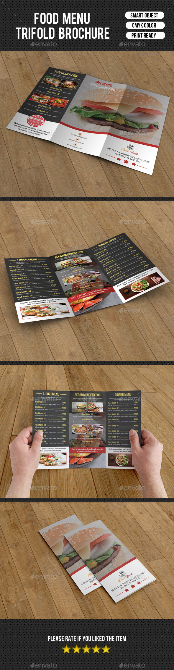 Food Menu Trifold Brochure-V205 - Food Menus Print Templates