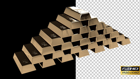 Gold Bars Stacked in a Pyramid Shape