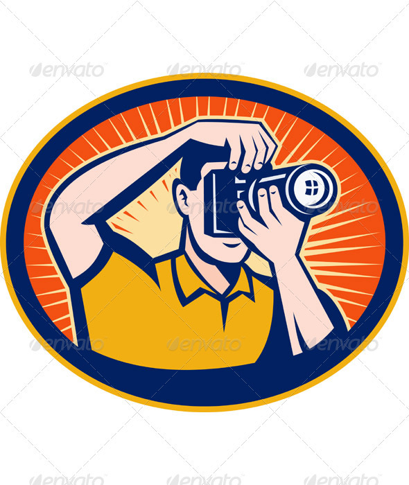 Photographer Shooting DSLR Camera Retro Style