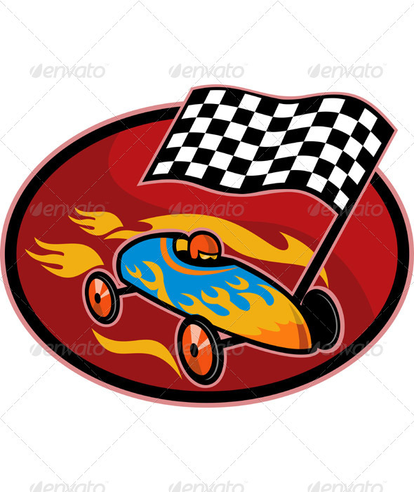 Soap Box Derby Car Racing Checkered Flag