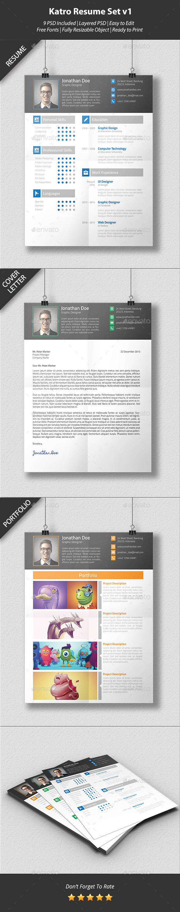 Katro Resume Set v1 - Resumes Stationery