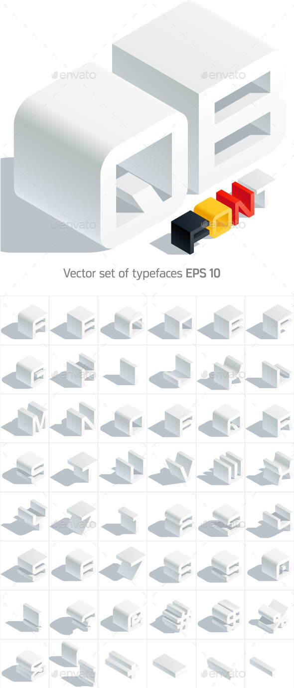 Vector 3D isometric white letters - Decorative Symbols Decorative