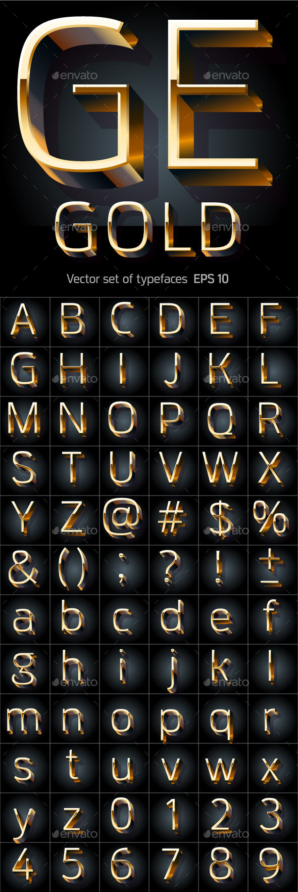 Golden Alphabet - Decorative Symbols Decorative