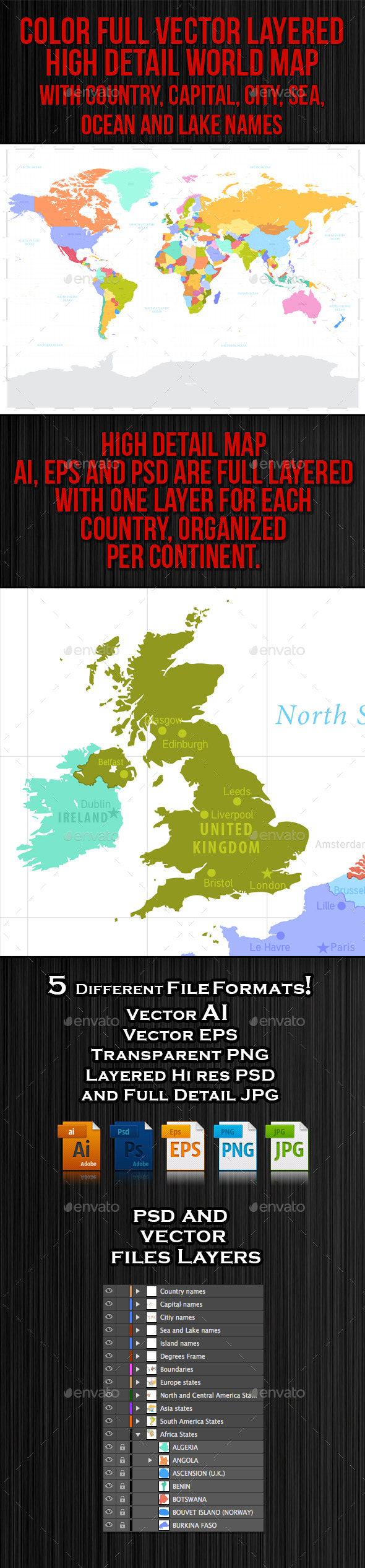 Vector Colorful World Map - Miscellaneous Conceptual