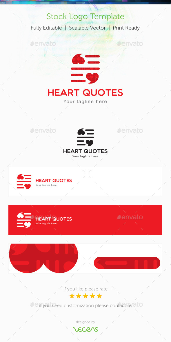 Heart Quotes Stock Logo Template - Symbols Logo Templates