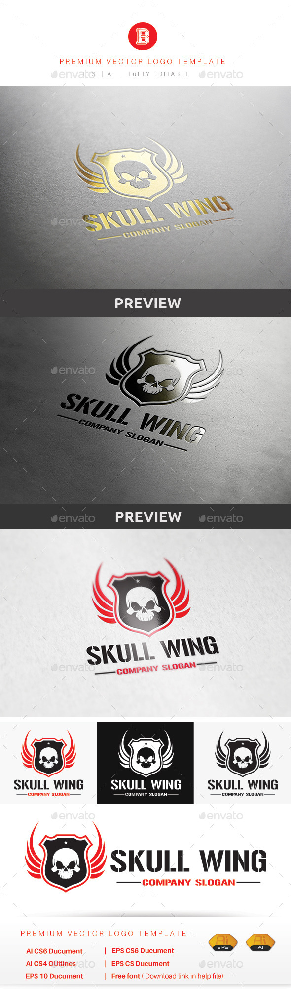 Skull Wing - Humans Logo Templates