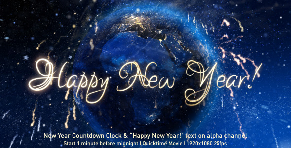 New Year Countdown Clock and Happy New Year Text