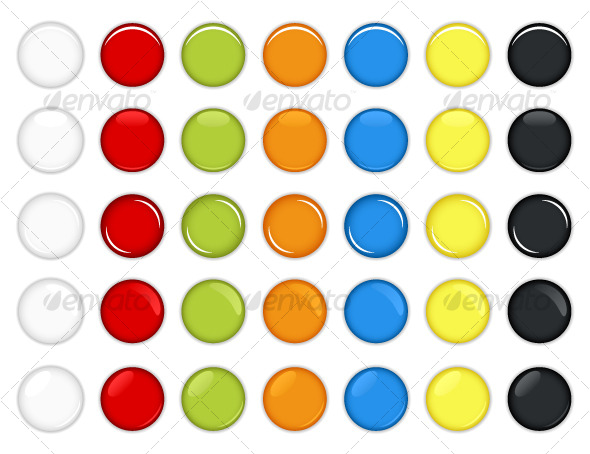 Colorful Glossy Round Web Buttons Vector - Web Elements