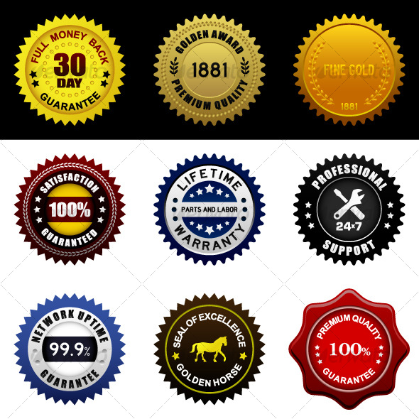 Warranty Guarantee Gold Seal Badge Vintage Award - Decorative Symbols Decorative