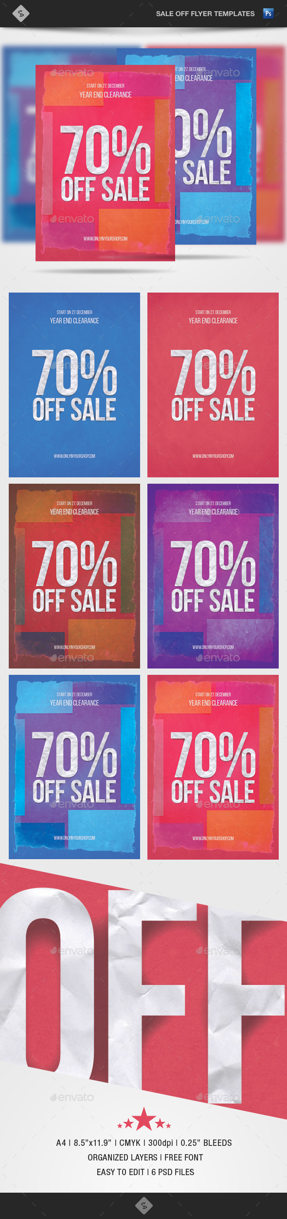 Sale Off Flyer Template - Paper Art - A4 - Commerce Flyers
