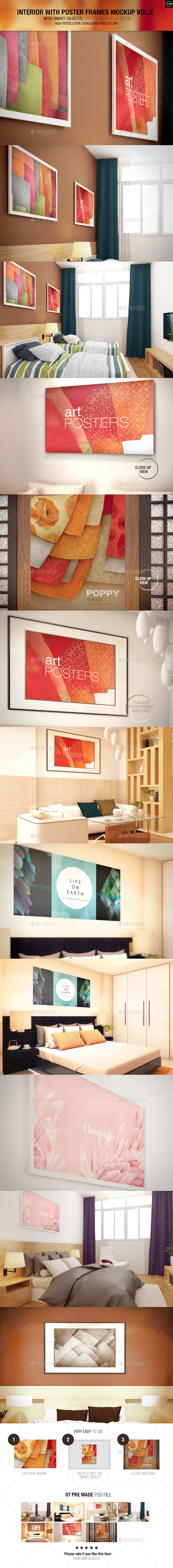 Interior With Poster Frames Mock-up Vol.2 - Miscellaneous Displays