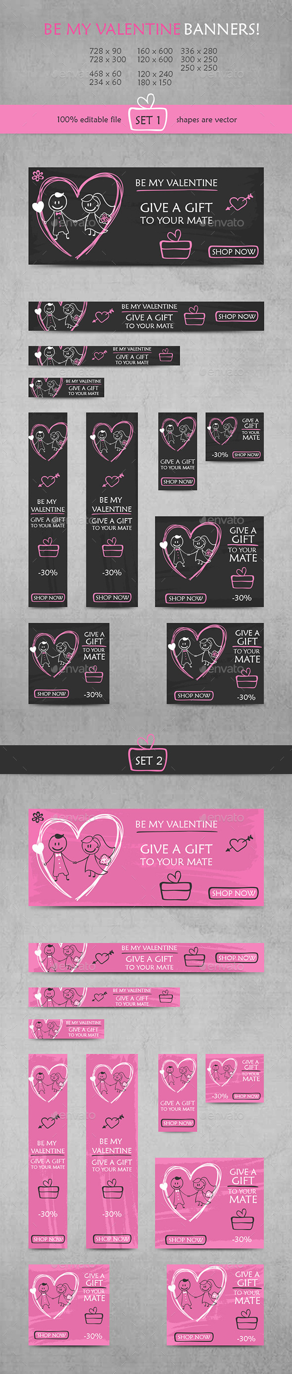 Be My Valentine Banners - Banners & Ads Web Elements