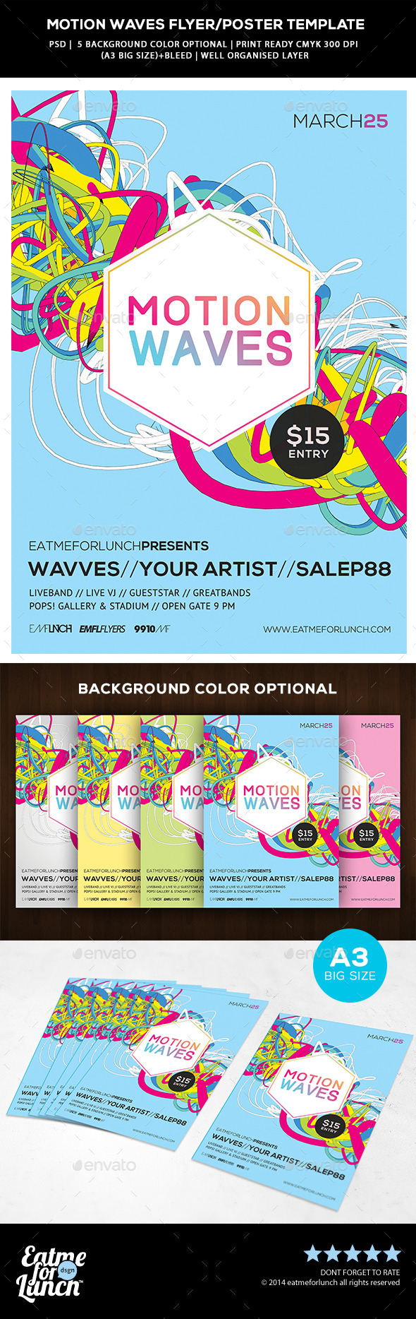 Futuristic Abstract Flyer/Poster - Motion Waves - Concerts Events