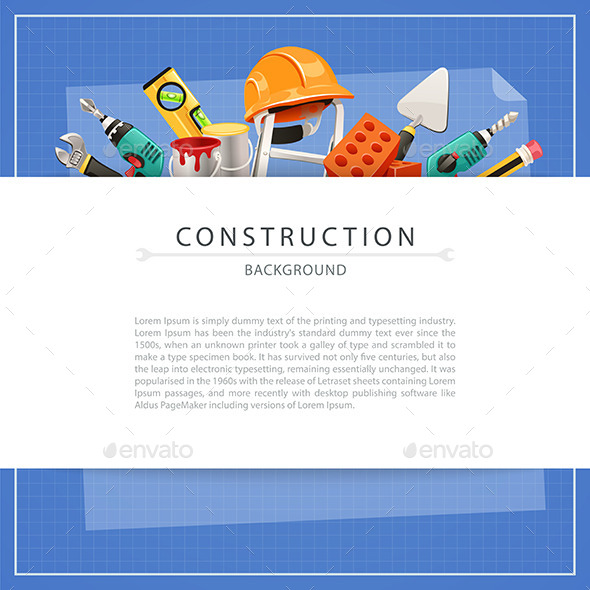 Blueprint Construction Background with Copy Space - Backgrounds Decorative