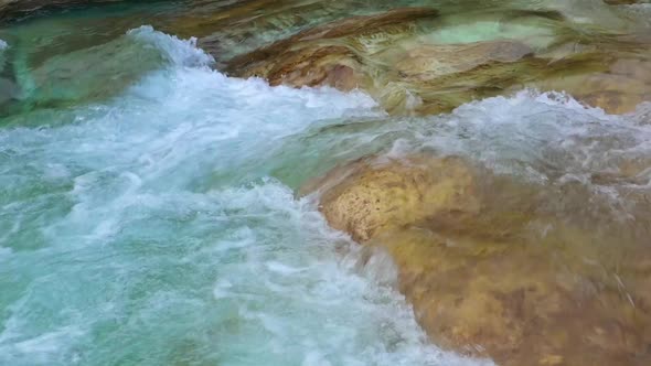 View on The Surface Of A Mountains River Soca at the Slovenia