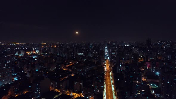 Night downtown Sao Paulo Brazil. Downtown district at night life ...