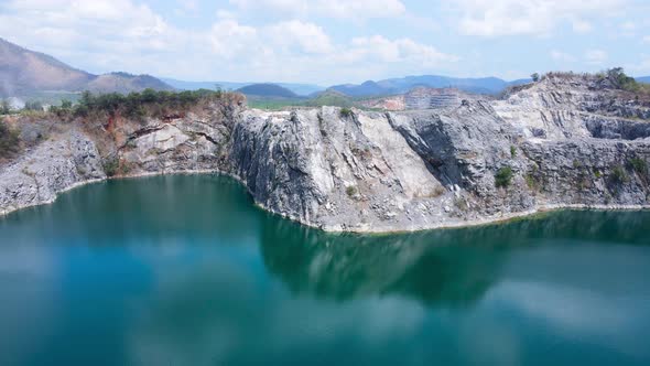 Aerial view landscape Mountain View and lake Blue waters and blue sky background alt