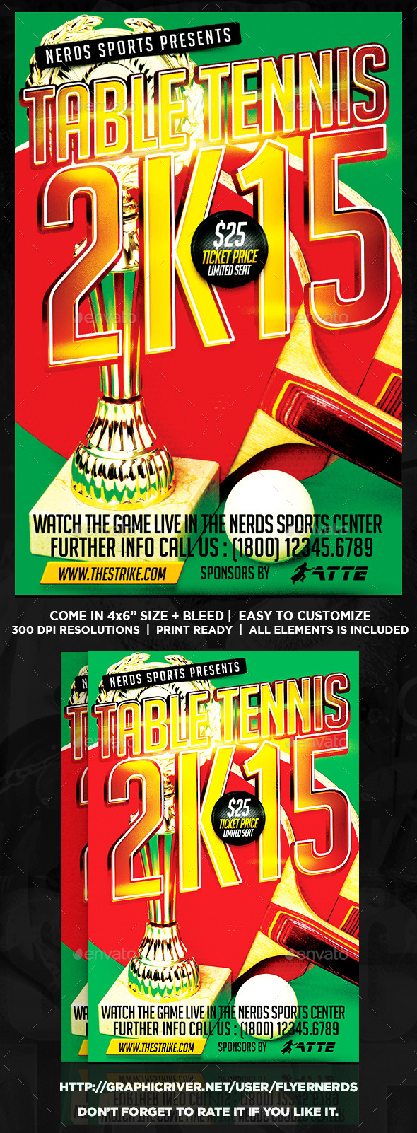 Table Tennis 2K15 Tournament Sports Flyer - Sports Events