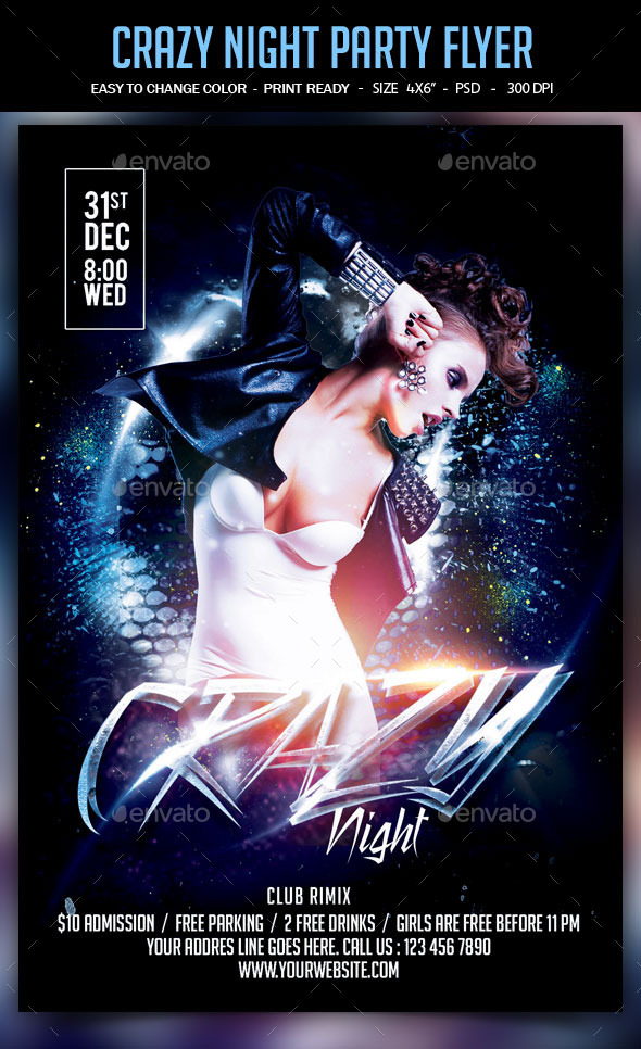 Crazy Night Party Flyer - Clubs & Parties Events