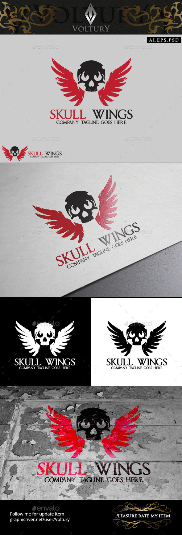 Skull Wings Logo - Symbols Logo Templates
