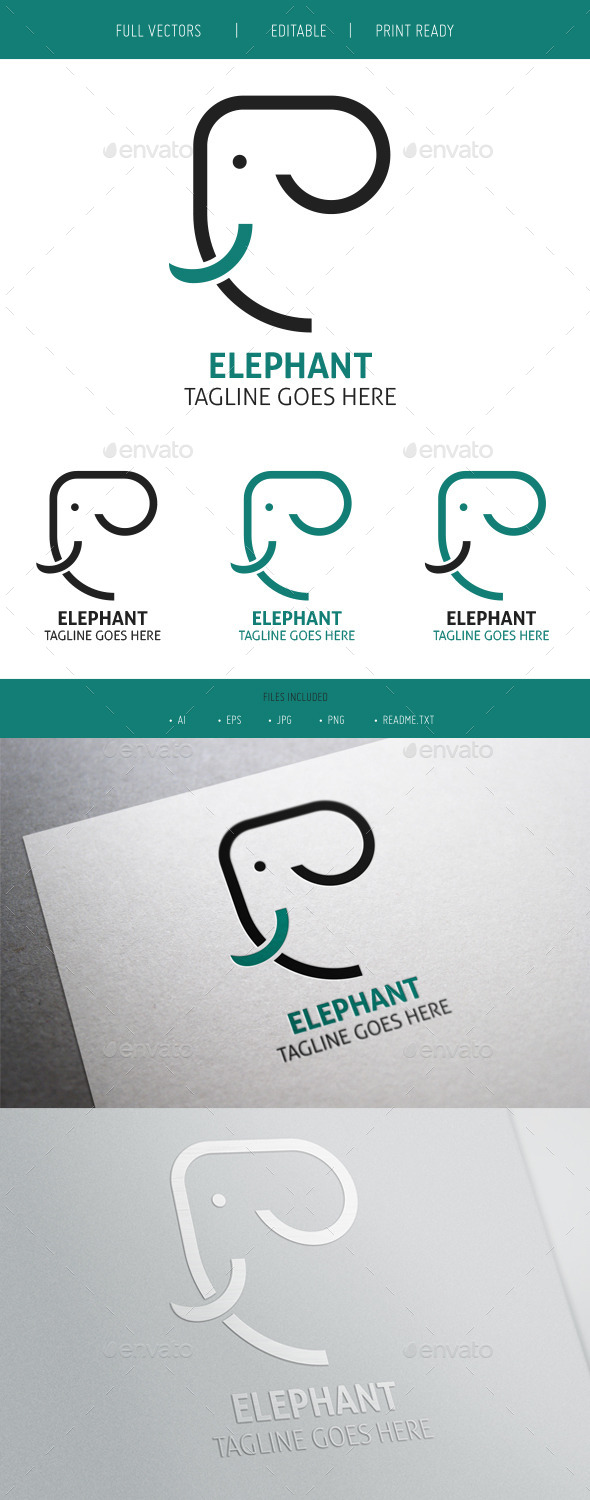 Elephant Clean Logo - Animals Logo Templates