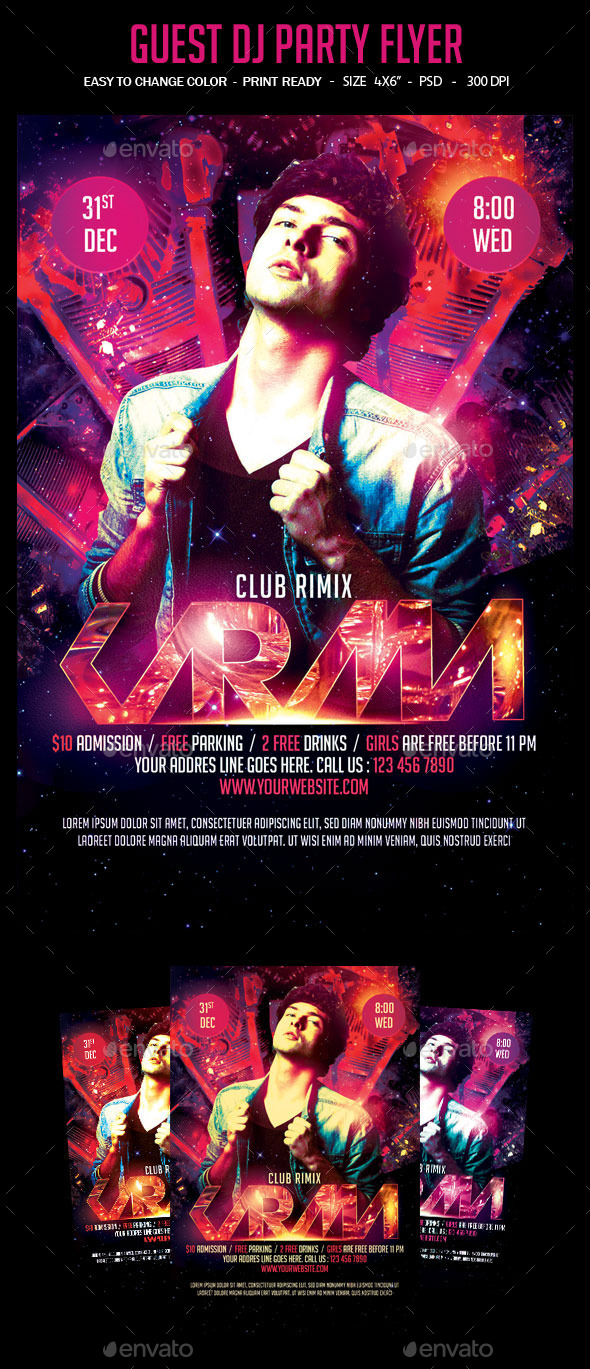 Guest Dj Night Party Flyer - Clubs & Parties Events