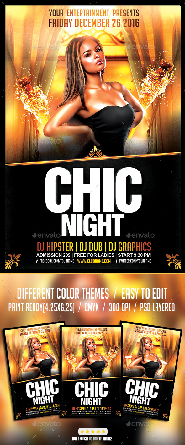 Chic Night Flyer PSD Template - Events Flyers