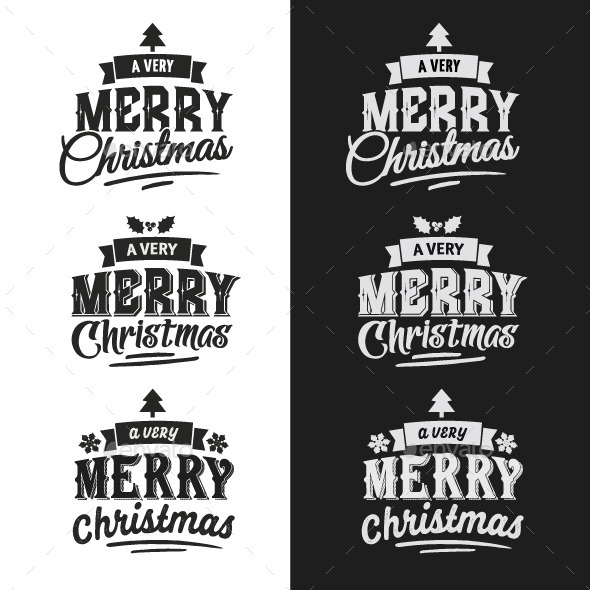 Christmas Typographic Design Emblem Set - Christmas Seasons/Holidays