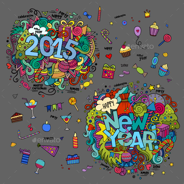 New Year Doodles Designs - New Year Seasons/Holidays