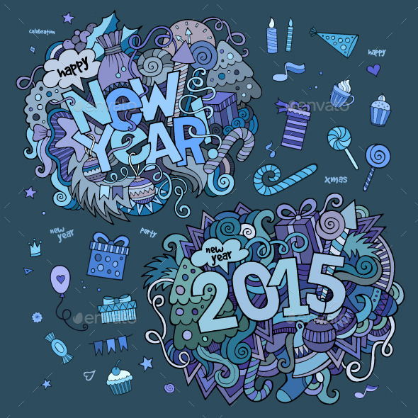 New Year Doodles Designs - New Year Seasons/Holidays
