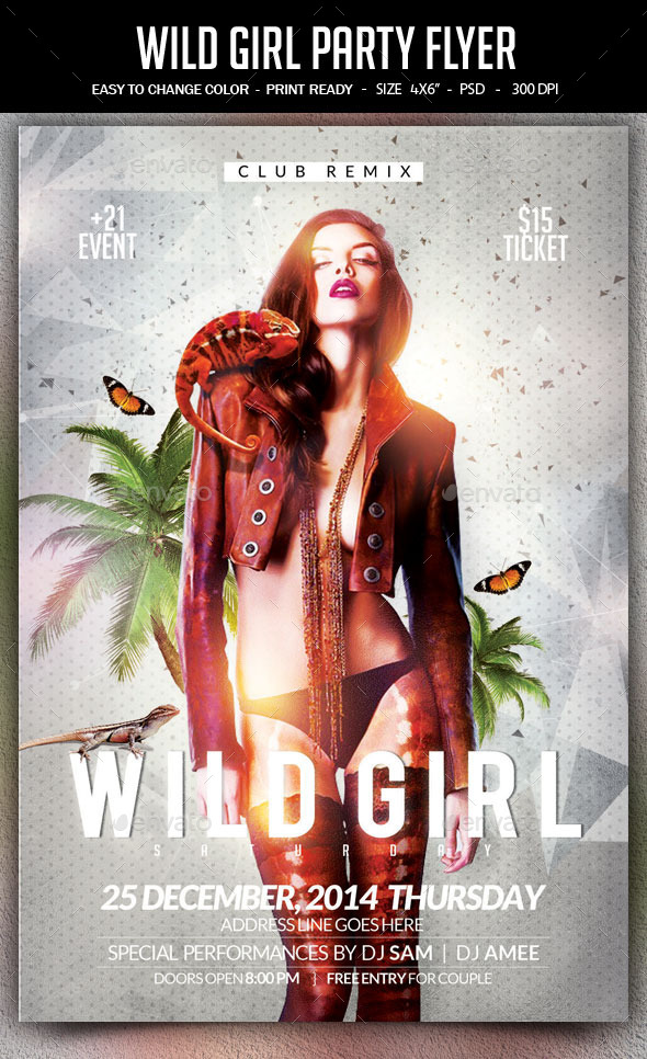 Wild Girl Saturday Flyer - Clubs & Parties Events