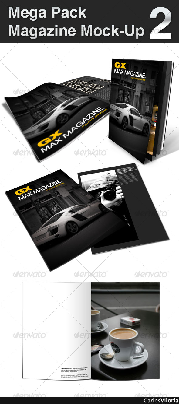 Mega Pack Magazine Mock-Up 2 - Magazines Print Templates