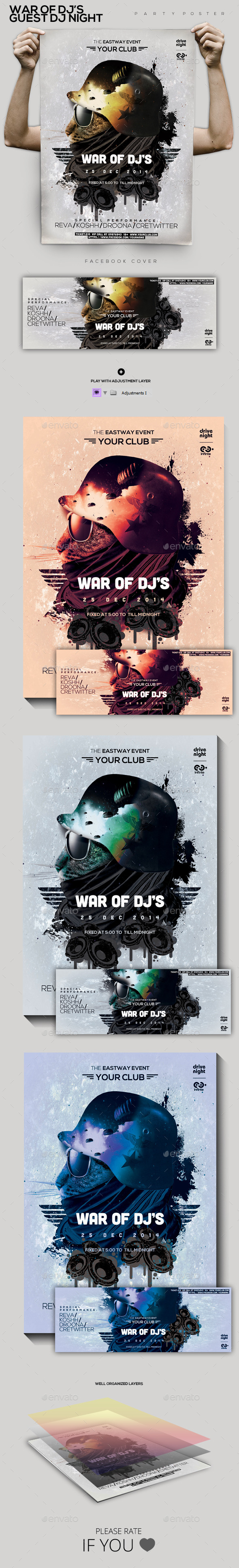 War Of Guest Dj's Party Flyer/Poster - Clubs & Parties Events