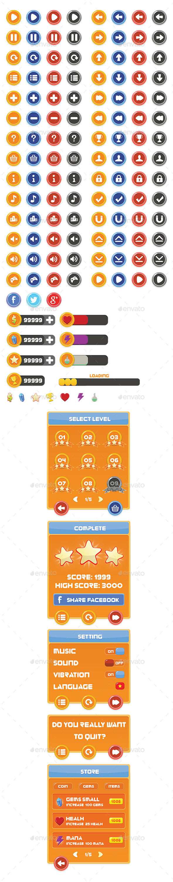 Mobile Game GUI - Vol 6 - User Interfaces Game Assets