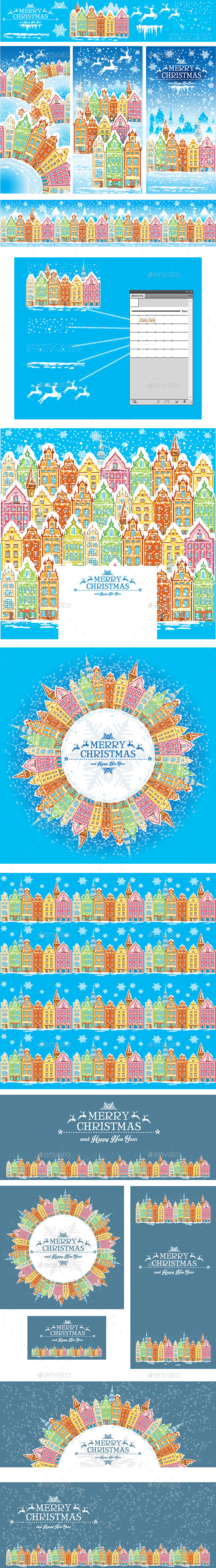 Pattern Brush Snowy Old Town - Christmas Seasons/Holidays