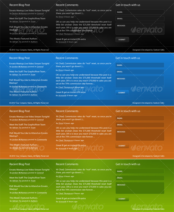 Corporate Footer PSD Design in 4 Colors - Miscellaneous Web Elements