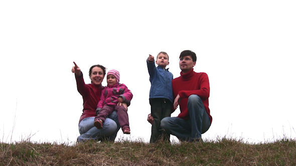 Family Of Four On Meadow 2