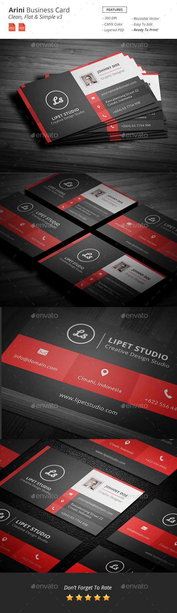 Arini - Clean Business Card Template v3 - Corporate Business Cards